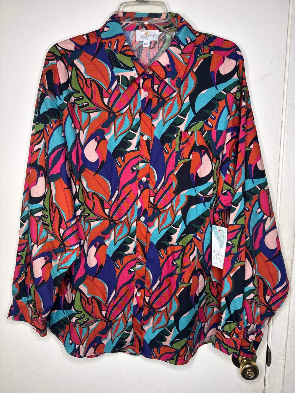 Palms Away by Red Dress tropical toucan vacation summer top L